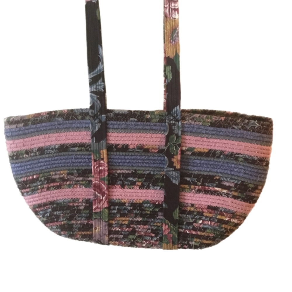 Woven Striped Tote Bag in Pink and Blue